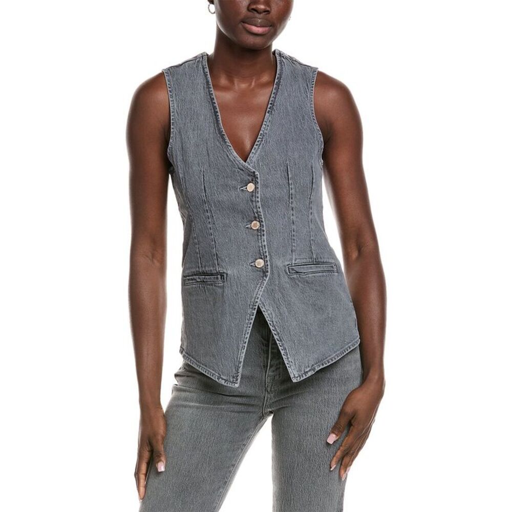 Triarchy Womens  Monica Tailored Denim Vest, Grey